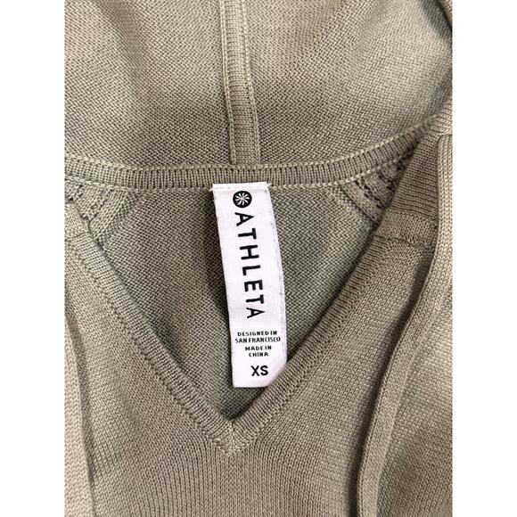 ATHLETA Evergreen Sweater Hoodie XS Green Pocket Athleisure Loungewear - Picture 2 of 5